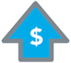 arrow up with money sign icon