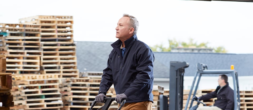 Worker wearing Cintas jacket