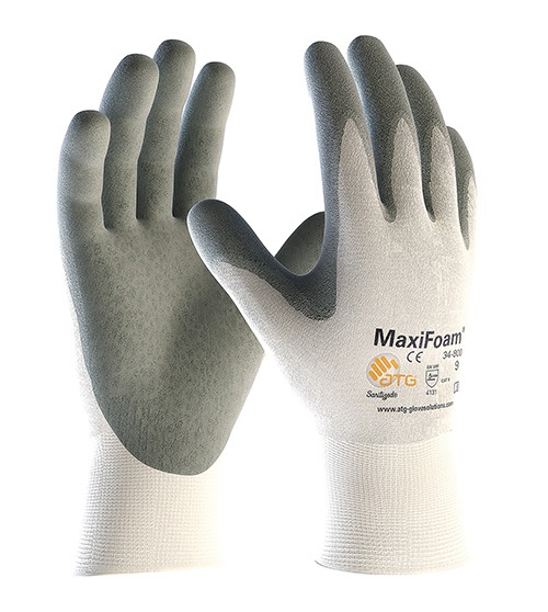 MaxiFoam Premium White Gray Gloves
