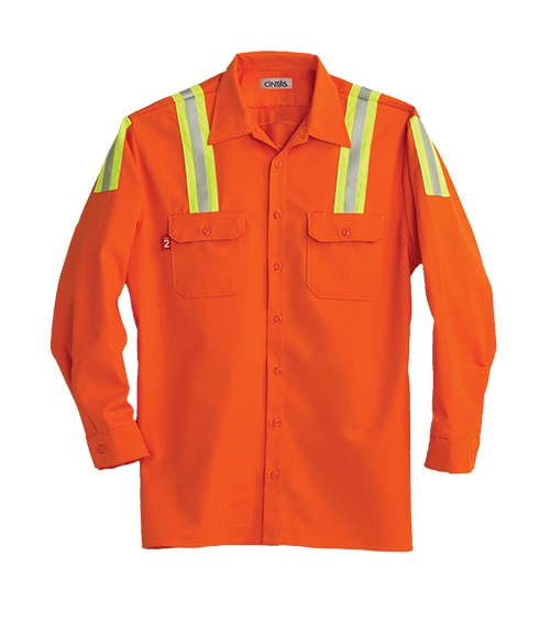 61286 orange e vis work shirt