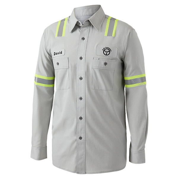 Cintas ProBrite® Men's E-Vis Long Sleeve Shirt Light Grey