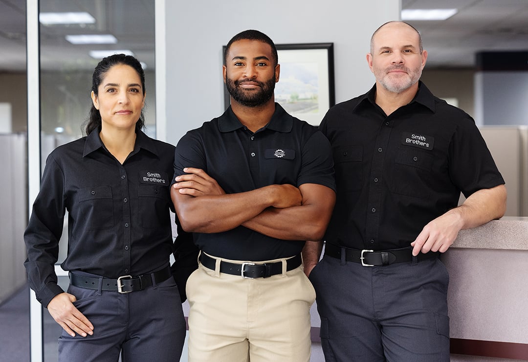 employees in cintas rental work shirts