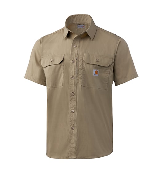 Khaki Short Sleeve Carhartt Rugged Flex Work Shirt
