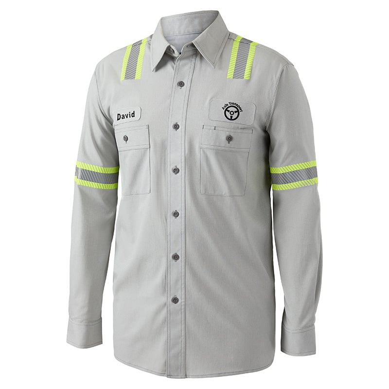 Cintas ProBrite® Men's E-Vis Long Sleeve Shirt Light Grey